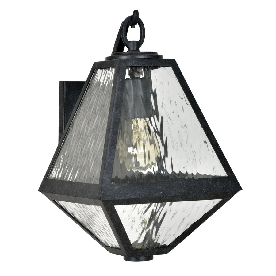 Outdoor Landscape Lighting LED 12V Low Voltage Brian Patrick Flynn Glacier 1 Light Outdoor Sconce 8"x12.75" Stainless Steel and Water Glass Black Charcoal Finish 120V 1 E26 Medium Base LED Bulb Socket for Patio, Garden, Interior and Exterior Walls