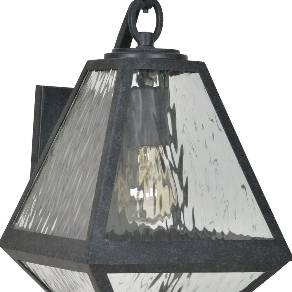Outdoor Landscape Lighting LED 12V Low Voltage Brian Patrick Flynn Glacier 1 Light Outdoor Sconce 8"x12.75" Stainless Steel and Water Glass Black Charcoal Finish 120V 1 E26 Medium Base LED Bulb Socket for Patio, Garden, Interior and Exterior Walls