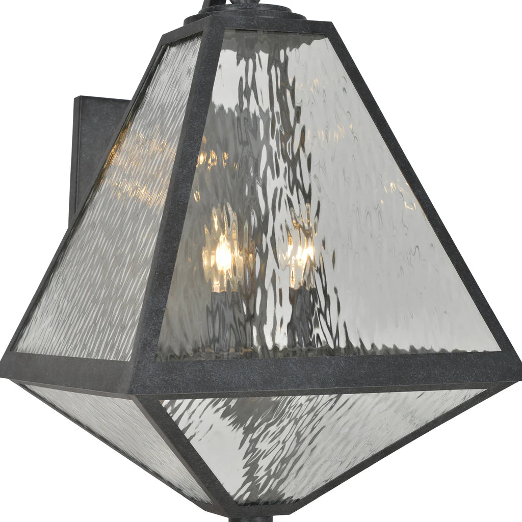 Outdoor Landscape Lighting LED 12V Low Voltage Brian Patrick Flynn Glacier 3 Light Outdoor Sconce 14"x21" Stainless Steel and Water Glass Black Charcoal Finish 120V 3 E12 Candelabra Base LED Bulb Sockets for Patio, Garden, Interior and Exterior Walls