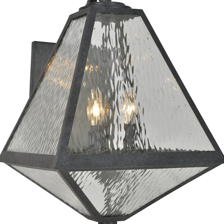 Outdoor Landscape Lighting LED 12V Low Voltage Brian Patrick Flynn Glacier 3 Light Outdoor Sconce 14"x21" Stainless Steel and Water Glass Black Charcoal Finish 120V 3 E12 Candelabra Base LED Bulb Sockets for Patio, Garden, Interior and Exterior Walls