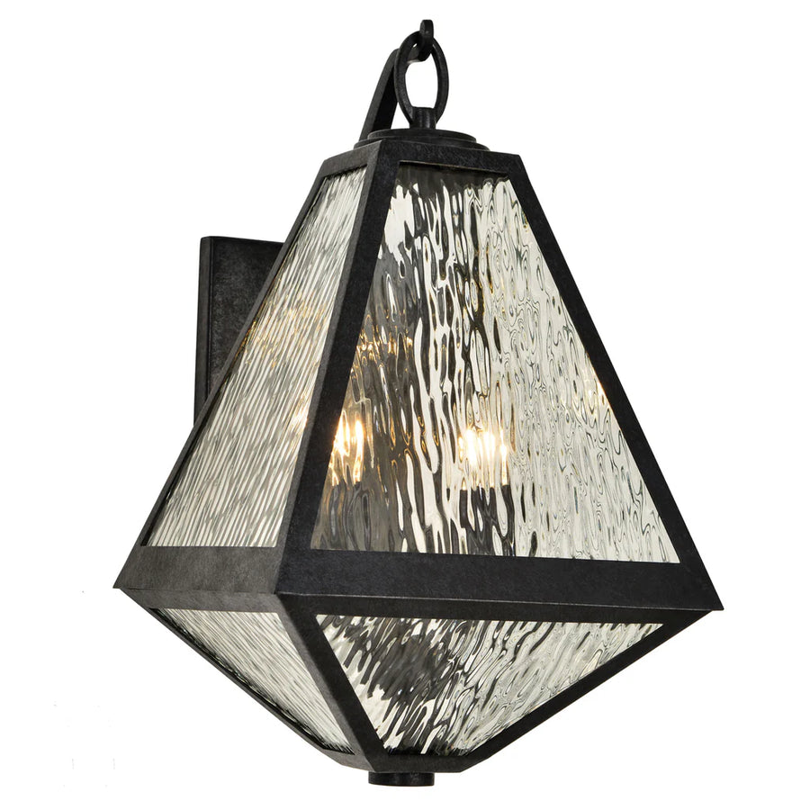 Outdoor Landscape Lighting LED 12V Low Voltage Brian Patrick Flynn Glacier 2 Light Outdoor Sconce 11"x16.75" Stainless Steel and Water Glass Black Charcoal Finish 120V 2 E26 Medium Base LED Bulb Sockets for Patio, Garden, Interior and Exterior Walls