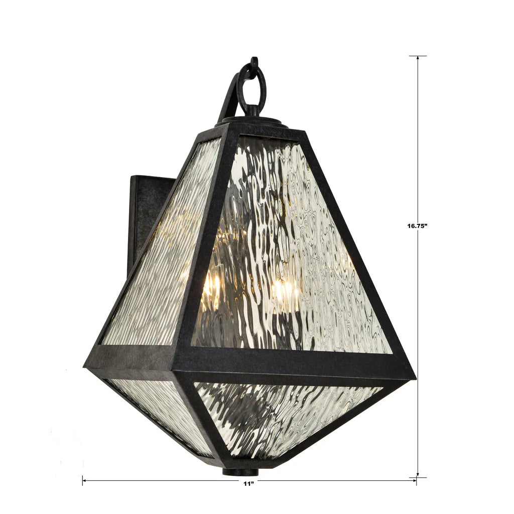 Outdoor Landscape Lighting LED 12V Low Voltage Brian Patrick Flynn Glacier 2 Light Outdoor Sconce 11"x16.75" Stainless Steel and Water Glass Black Charcoal Finish 120V 2 E26 Medium Base LED Bulb Sockets for Patio, Garden, Interior and Exterior Walls