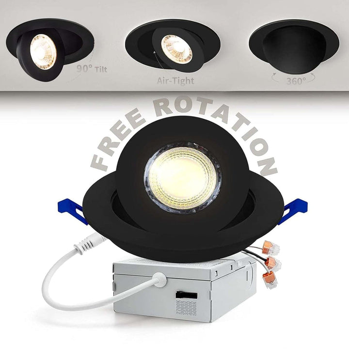 Outdoor Landscape Lighting LED 12V Low Voltage LED Canless Recessed Light 4 inch Gimbal 5CCT Dimmable Adjustable Directional Retrofit Eyeball Lighting with Jbox ETL Rated