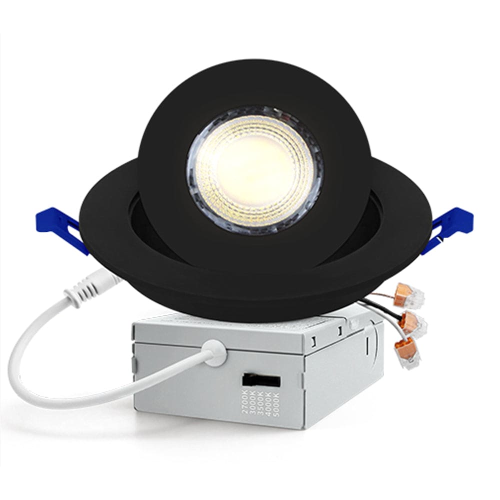 Outdoor Landscape Lighting LED 12V Low Voltage LED Canless Recessed Light 4 inch Gimbal 5CCT Dimmable Adjustable Directional Retrofit Eyeball Lighting with Jbox ETL Rated Black