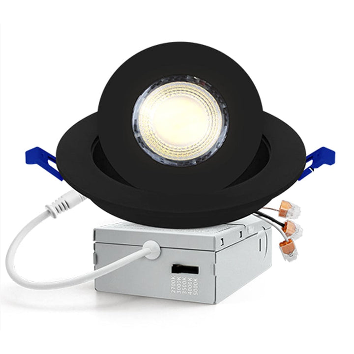 Outdoor Landscape Lighting LED 12V Low Voltage LED Canless Recessed Light 4 inch Gimbal 5CCT Dimmable Adjustable Directional Retrofit Eyeball Lighting with Jbox ETL Rated Black