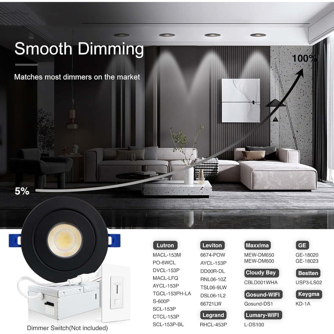 Outdoor Landscape Lighting LED 12V Low Voltage LED Canless Recessed Light 4x/8x/12x Package 9W 4 inch Gimbal 5CCT Dimmable Adjustable Directional Retrofit Eyeball Lighting with Jbox ETL Rated