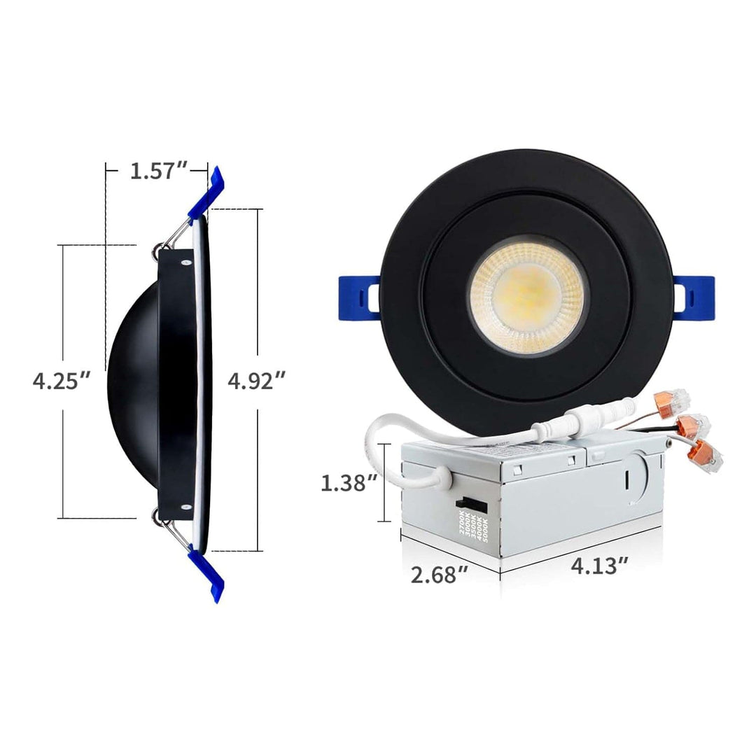 Outdoor Landscape Lighting LED 12V Low Voltage LED Canless Recessed Light 4x/8x/12x Package 9W 4 inch Gimbal 5CCT Dimmable Adjustable Directional Retrofit Eyeball Lighting with Jbox ETL Rated