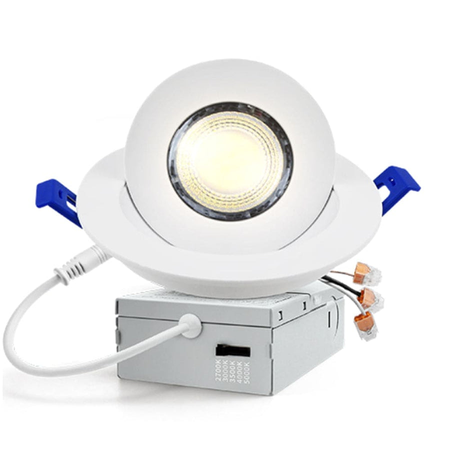 Outdoor Landscape Lighting LED 12V Low Voltage LED Canless Recessed Light 4 inch Gimbal 5CCT Dimmable Adjustable Directional Retrofit Eyeball Lighting with Jbox ETL Rated White