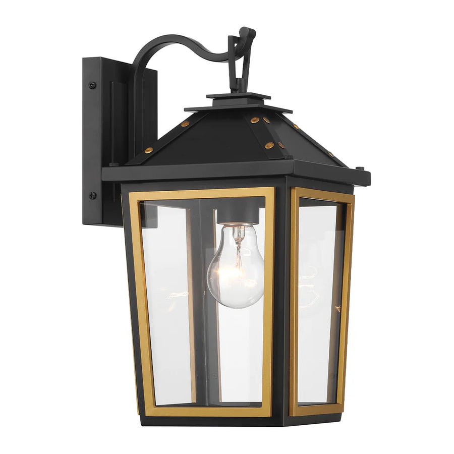 Outdoor Landscape Lighting LED 12V Low Voltage Hawkins 1 Light Outdoor Sconce 7.25"x14" Stainless Steel and Glass Matte Black with Textured Gold Finish 120V E26 LED Bulb Socket for Patio, Garden, Exterior Walls