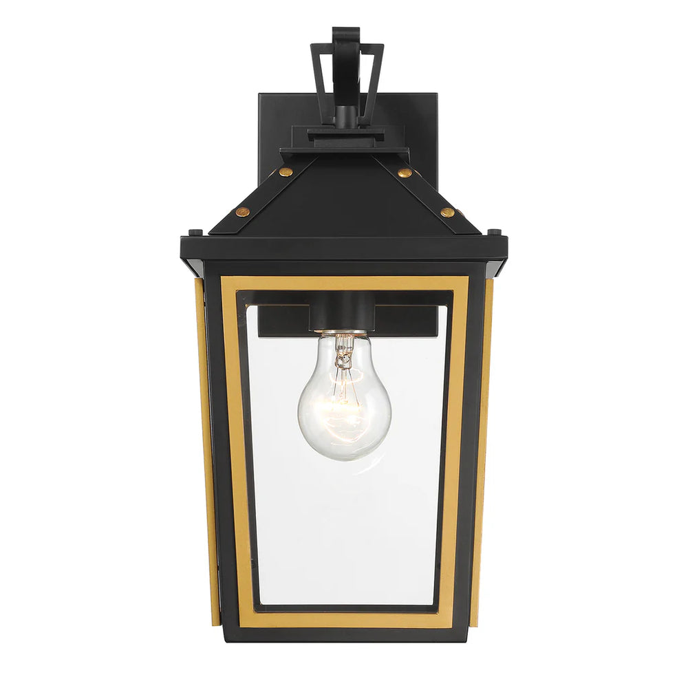 Outdoor Landscape Lighting LED 12V Low Voltage Hawkins 1 Light Outdoor Sconce 7.25"x14" Stainless Steel and Glass Matte Black with Textured Gold Finish 120V E26 LED Bulb Socket for Patio, Garden, Exterior Walls