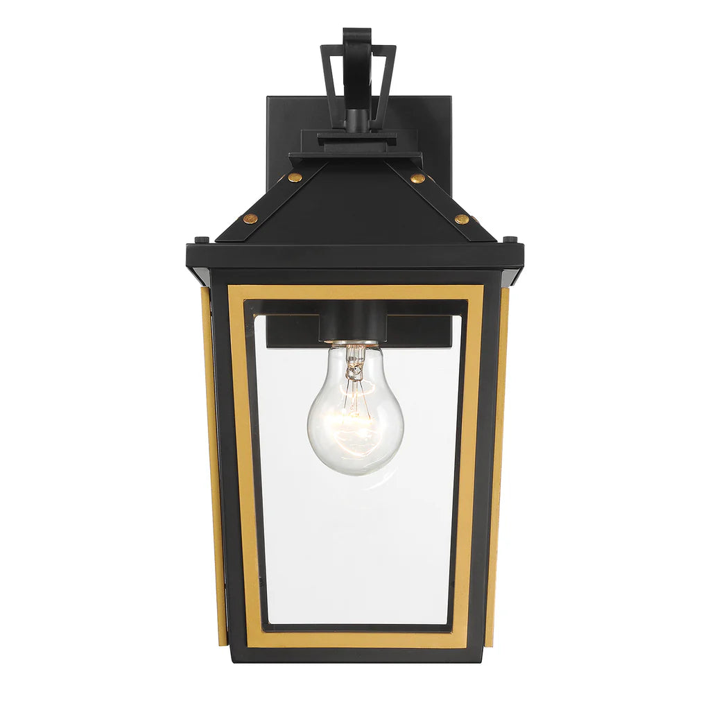 Outdoor Landscape Lighting LED 12V Low Voltage Hawkins 1 Light Outdoor Sconce 7.25"x14" Stainless Steel and Glass Matte Black with Textured Gold Finish 120V E26 LED Bulb Socket for Patio, Garden, Exterior Walls
