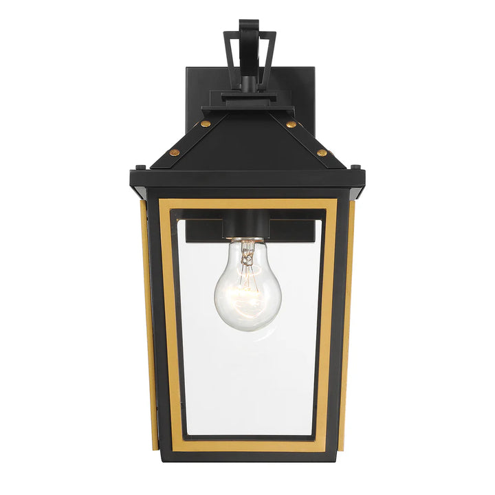 Outdoor Landscape Lighting LED 12V Low Voltage Hawkins 1 Light Outdoor Sconce 7.25"x14" Stainless Steel and Glass Matte Black with Textured Gold Finish 120V E26 LED Bulb Socket for Patio, Garden, Exterior Walls