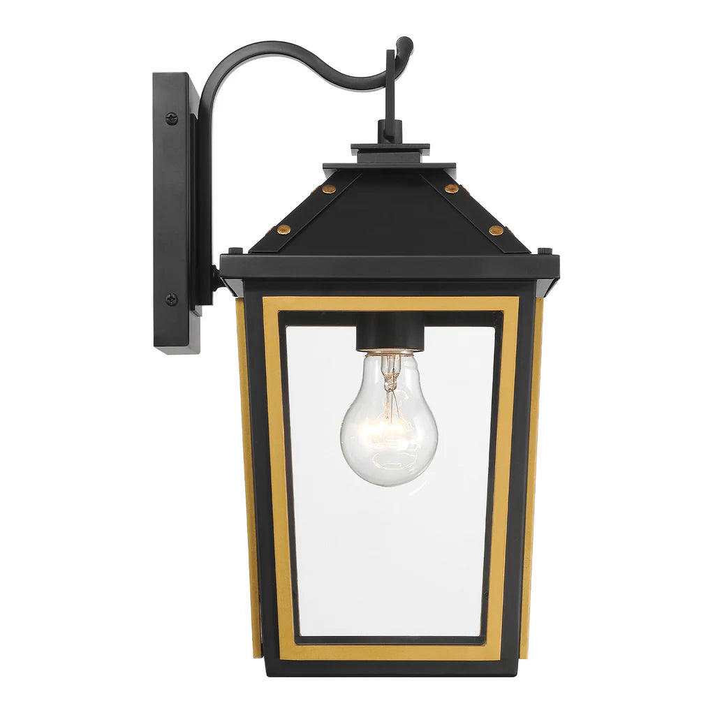 Outdoor Landscape Lighting LED 12V Low Voltage Hawkins 1 Light Outdoor Sconce 7.25"x14" Stainless Steel and Glass Matte Black with Textured Gold Finish 120V E26 LED Bulb Socket for Patio, Garden, Exterior Walls