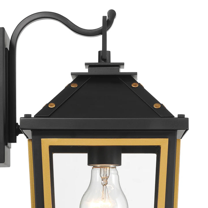 Outdoor Landscape Lighting LED 12V Low Voltage Hawkins 1 Light Outdoor Sconce 7.25"x14" Stainless Steel and Glass Matte Black with Textured Gold Finish 120V E26 LED Bulb Socket for Patio, Garden, Exterior Walls