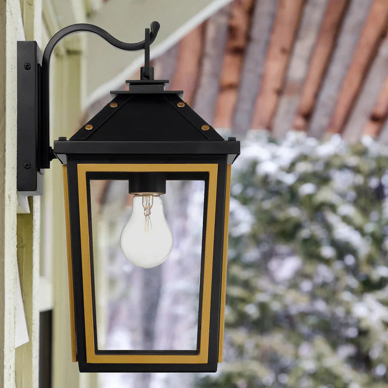 Outdoor Landscape Lighting LED 12V Low Voltage Hawkins 1 Light Outdoor Sconce 7.25"x14" Stainless Steel and Glass Matte Black with Textured Gold Finish 120V E26 LED Bulb Socket for Patio, Garden, Exterior Walls
