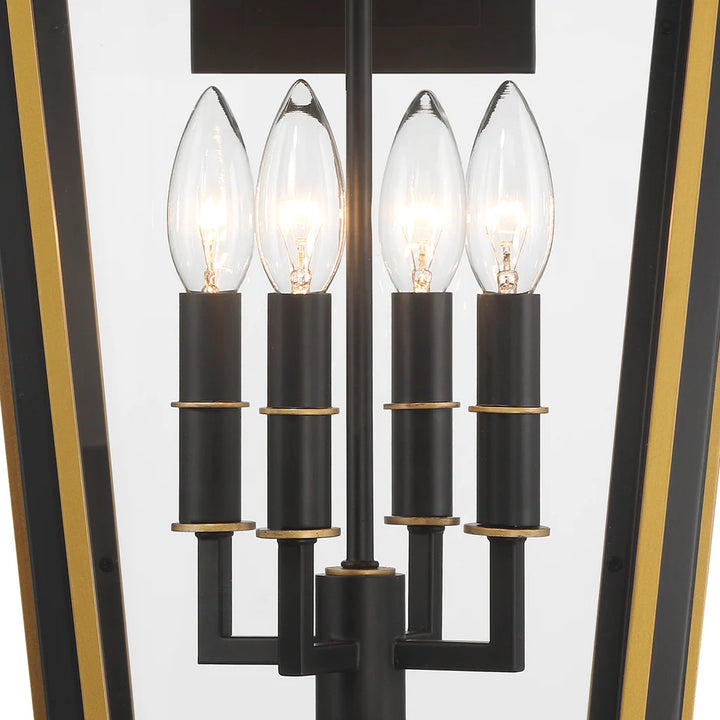 Outdoor Landscape Lighting LED 12V Low Voltage Hawkins 4 Light Outdoor Sconce 12"x22.5" Stainless Steel and Glass Matte Black with Textured Gold Finish 120V 4 E12 Candelabra Base LED Bulb Sockets for Patio, Garden, Exterior Walls