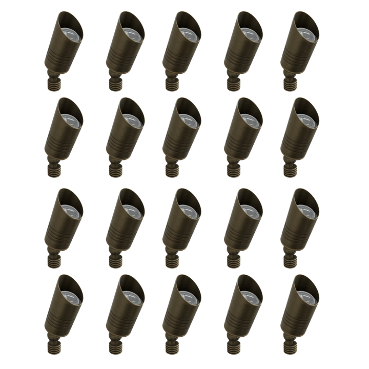 Outdoor Landscape Lighting LED 12V Low Voltage RAL8100 x20 Package Mini Brass Accent Light Low Voltage LED Outdoor Landscape Spotlight [FINAL SALE]