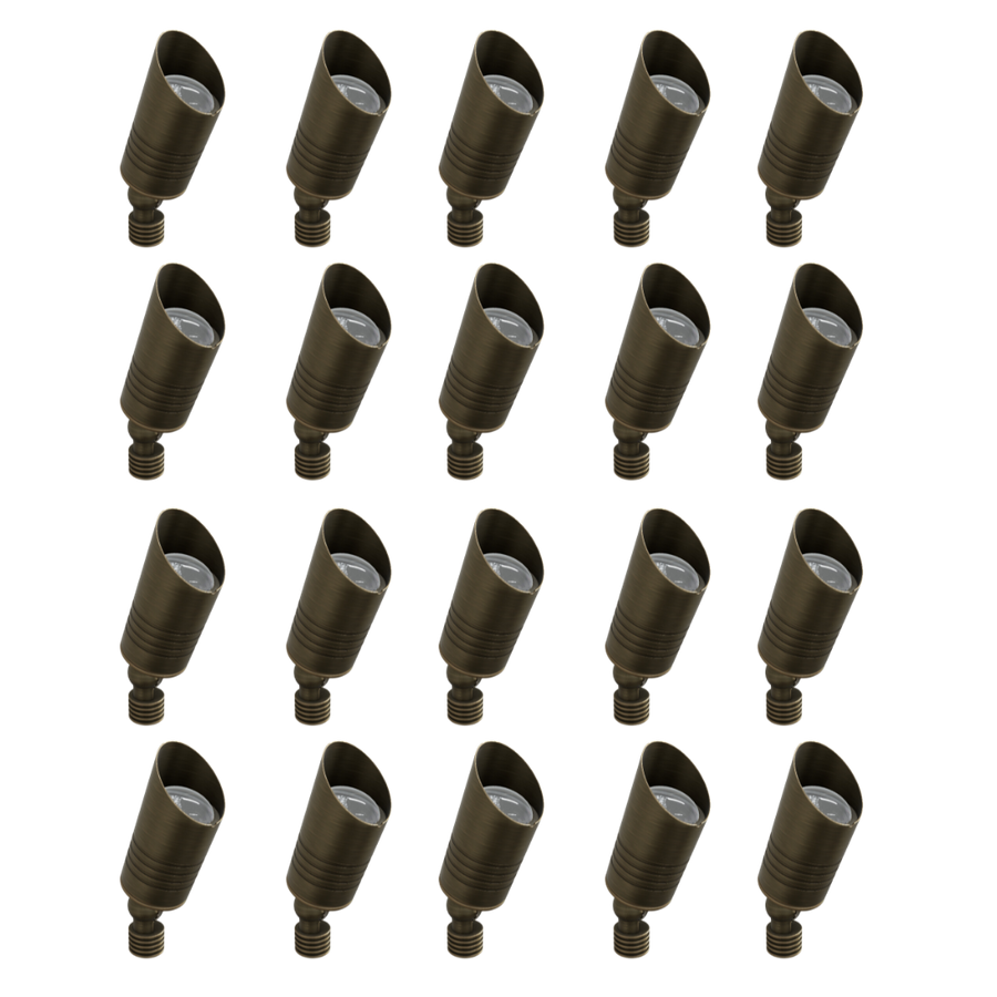 Outdoor Landscape Lighting LED 12V Low Voltage RAL8100 x20 Package Mini Brass Accent Light Low Voltage LED Outdoor Landscape Spotlight [FINAL SALE]