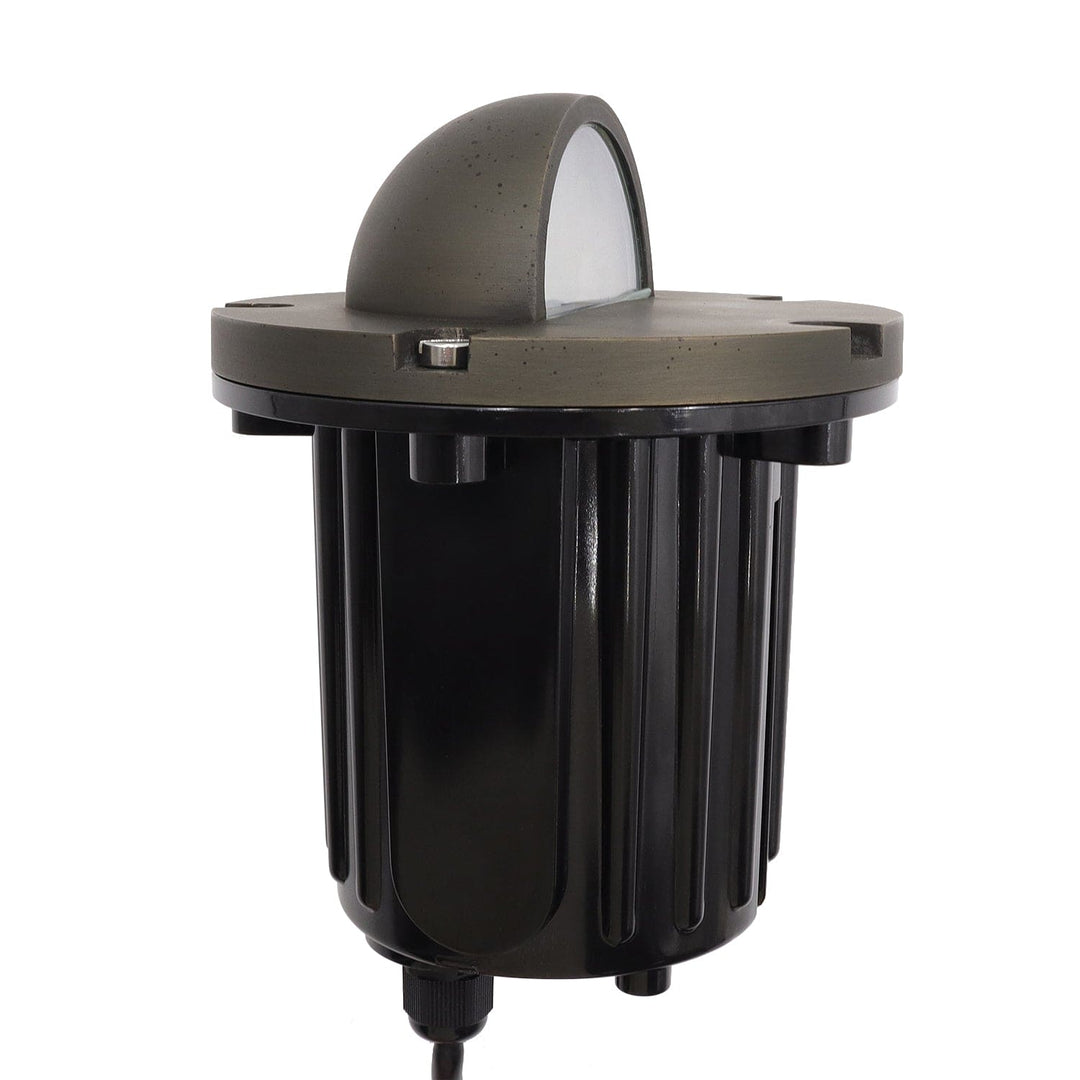 Outdoor Landscape Lighting LED 12V Low Voltage IGL18B MR16 PVC and Solid Brass Half-Moon In-Ground Well Light Low Voltage Landscape Lighting