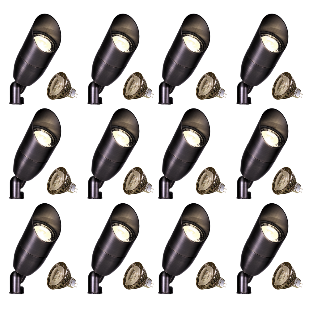Outdoor Landscape Lighting LED 12V Low Voltage KL106 4x/8x/12x Package 6W 2700K Low Voltage Brass Modern Directional Spotlight Outdoor Lighting 12 Pack