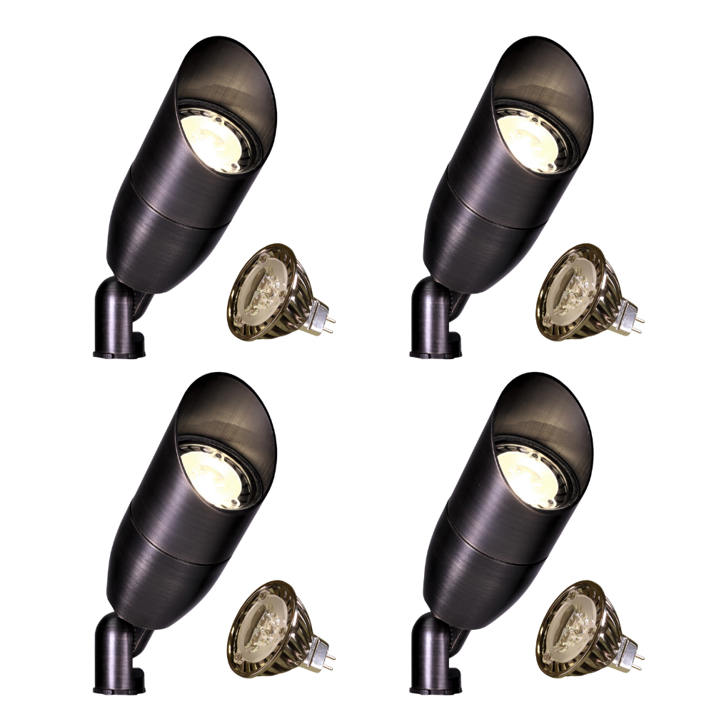Outdoor Landscape Lighting LED 12V Low Voltage KL106 4x/8x/12x Package 6W 2700K Low Voltage Brass Modern Directional Spotlight Outdoor Lighting 4 Pack