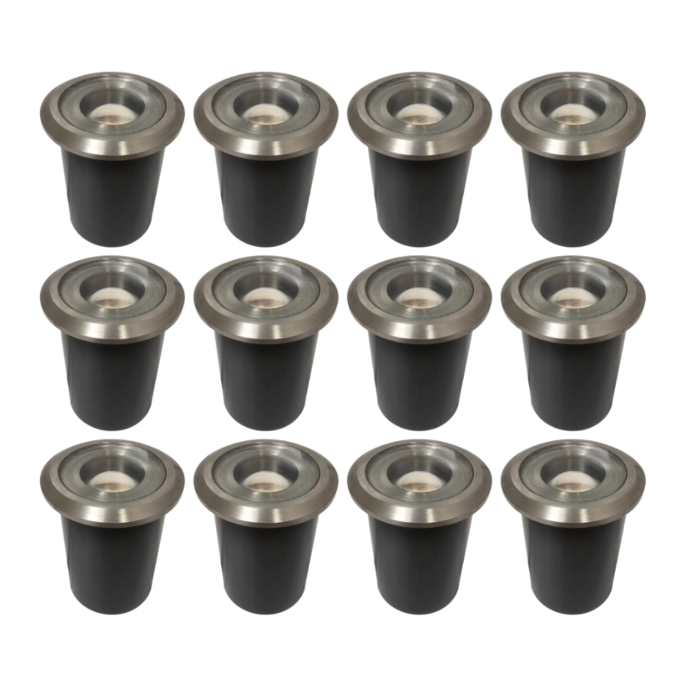 Outdoor Landscape Lighting LED 12V Low Voltage KL201 4x/8x/12x Package 12V 3W 3000K Warm White Integrated LED AC/DC Stainless Steel Well Light Low Voltage Landscape Lighting 12 Pack