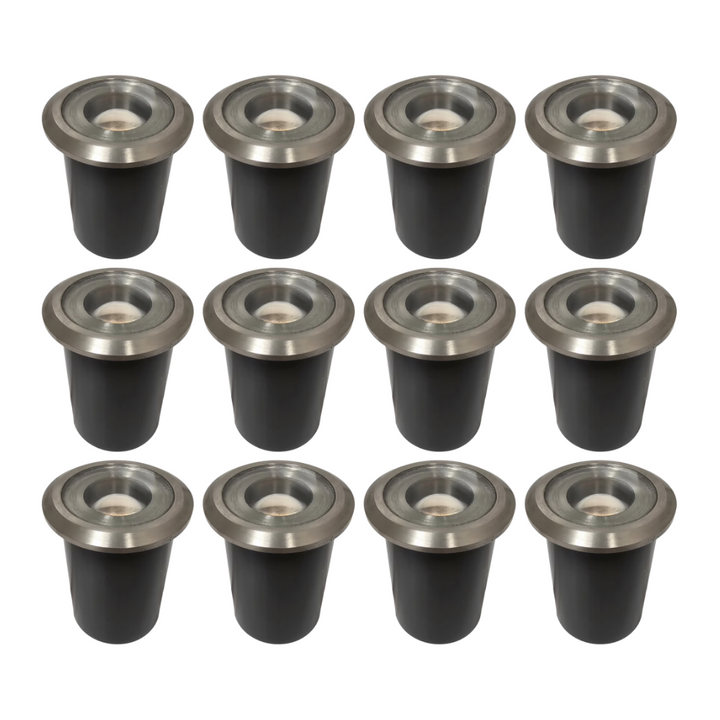 Outdoor Landscape Lighting LED 12V Low Voltage KL201 4x/8x/12x Package 12V 3W 3000K Warm White Integrated LED AC/DC Stainless Steel Well Light Low Voltage Landscape Lighting 12 Pack
