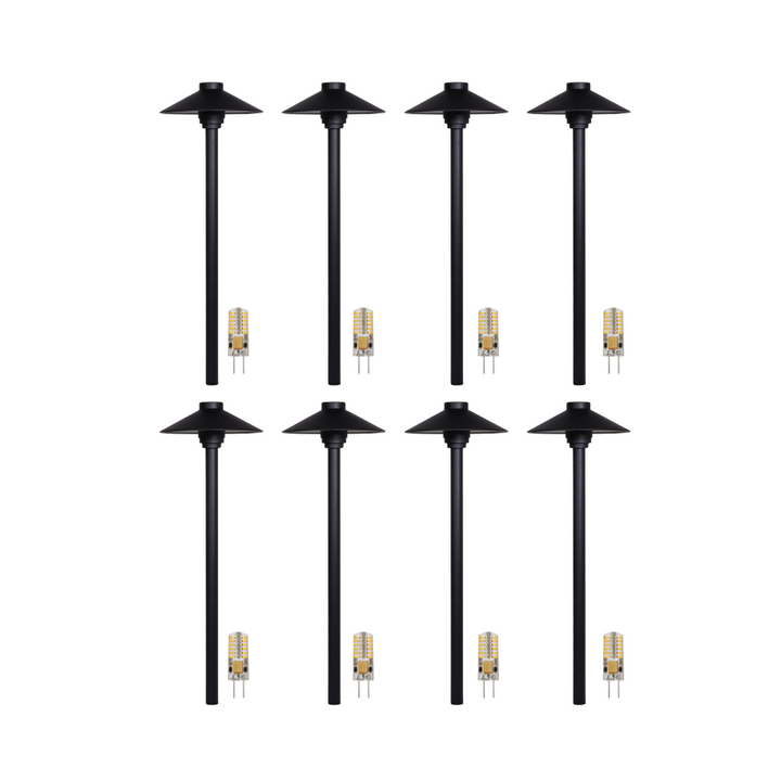 Outdoor Landscape Lighting LED 12V Low Voltage KL309 4x/8x/12x Package 12V G4 3W 2700K LED AC/DC Aluminum Low Voltage Landscape Lighting Large Hat Path Light Black 8 Pack