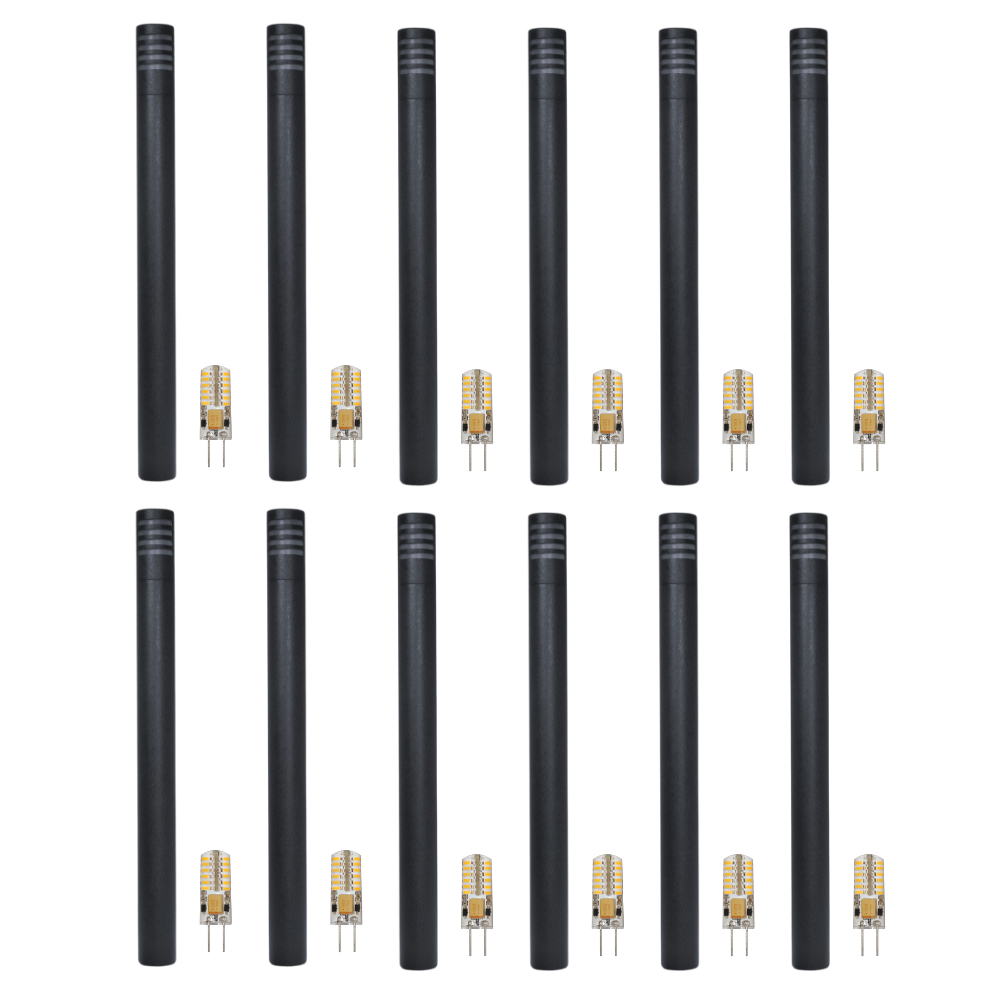 Outdoor Landscape Lighting LED 12V Low Voltage KL311 4x/8x/12x Package 12V G4 3W 2700K LED AC/DC Aluminum Low Voltage Landscape Bollard Lighting Path Light Black 12 Pack