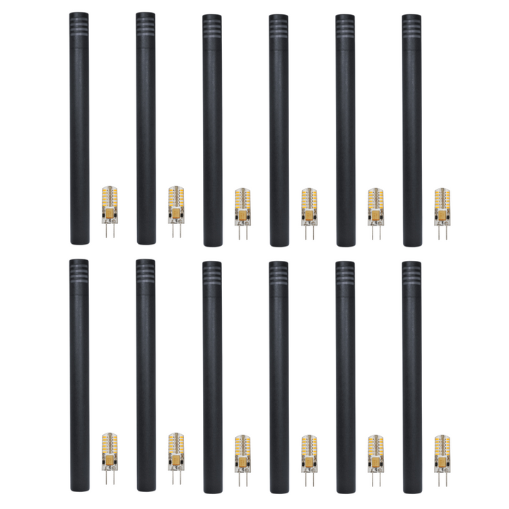 Outdoor Landscape Lighting LED 12V Low Voltage KL311 4x/8x/12x Package 12V G4 3W 2700K LED AC/DC Aluminum Low Voltage Landscape Bollard Lighting Path Light Black 12 Pack