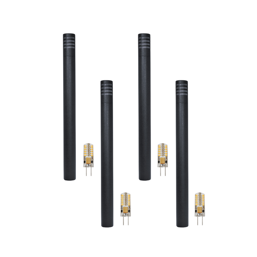 Outdoor Landscape Lighting LED 12V Low Voltage KL311 4x/8x/12x Package 12V G4 3W 2700K LED AC/DC Aluminum Low Voltage Landscape Bollard Lighting Path Light Black 4 Pack