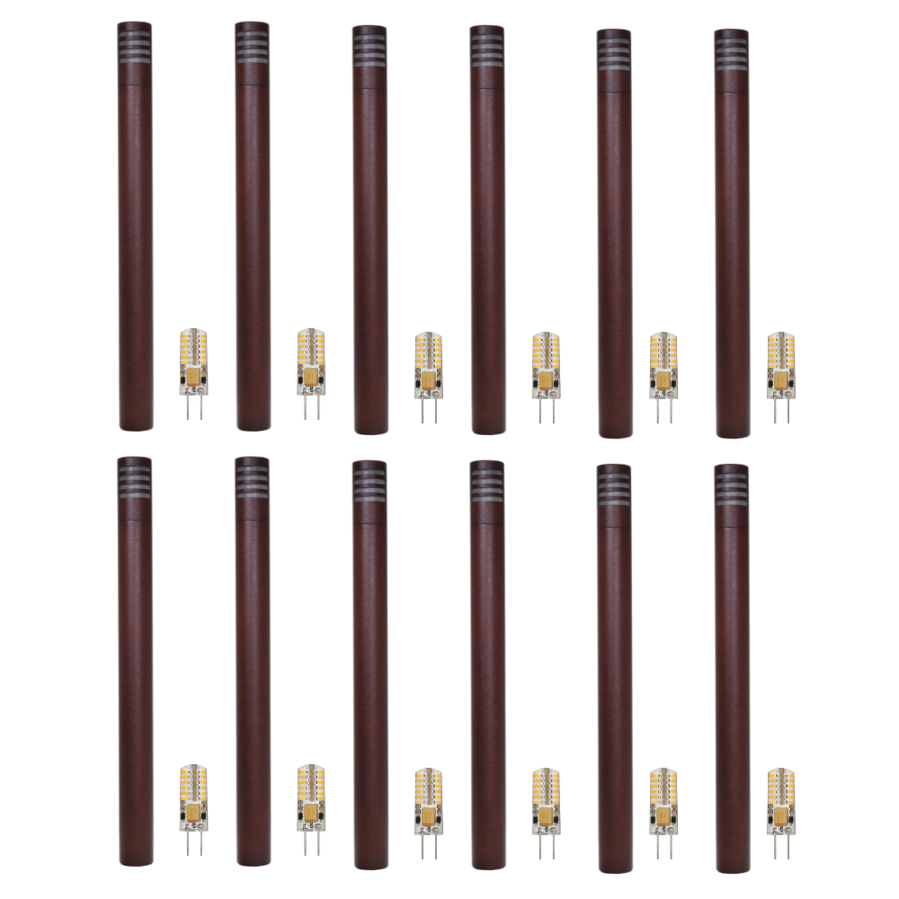 Outdoor Landscape Lighting LED 12V Low Voltage KL311 4x/8x/12x Package 12V G4 3W 2700K LED AC/DC Aluminum Low Voltage Landscape Bollard Lighting Path Light Brown 12 Pack