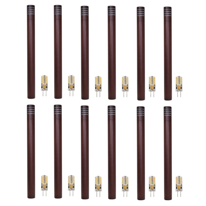 Outdoor Landscape Lighting LED 12V Low Voltage KL311 4x/8x/12x Package 12V G4 3W 2700K LED AC/DC Aluminum Low Voltage Landscape Bollard Lighting Path Light Brown 12 Pack