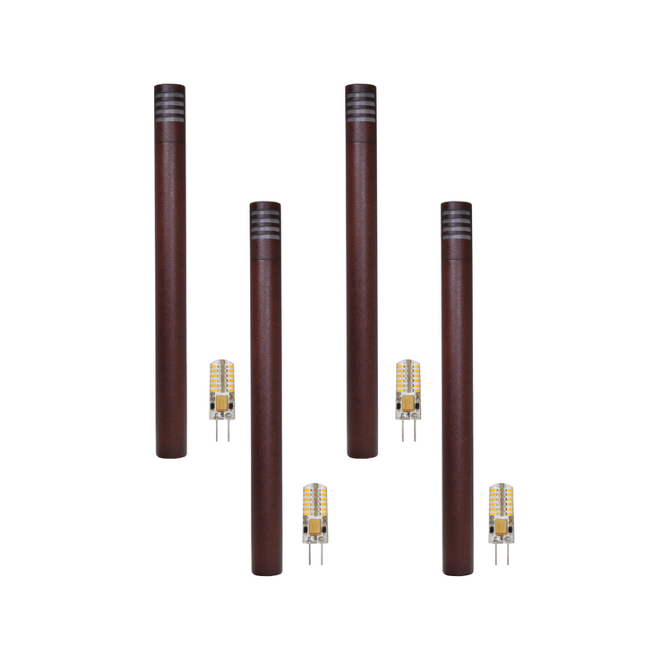 Outdoor Landscape Lighting LED 12V Low Voltage KL311 4x/8x/12x Package 12V G4 3W 2700K LED AC/DC Aluminum Low Voltage Landscape Bollard Lighting Path Light Brown 4 Pack