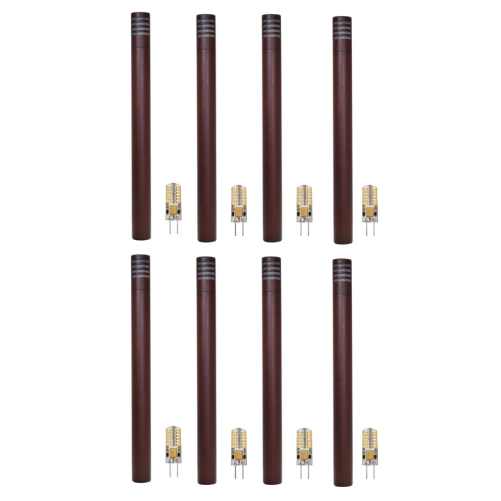 Outdoor Landscape Lighting LED 12V Low Voltage KL311 4x/8x/12x Package 12V G4 3W 2700K LED AC/DC Aluminum Low Voltage Landscape Bollard Lighting Path Light Brown 8 Pack