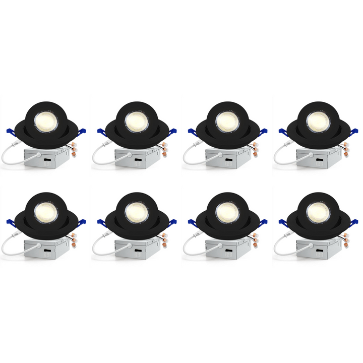 Outdoor Landscape Lighting LED 12V Low Voltage LED Canless Recessed Light 4x/8x/12x Package 9W 4 inch Gimbal 5CCT Dimmable Adjustable Directional Retrofit Eyeball Lighting with Jbox ETL Rated Black 8 Pack