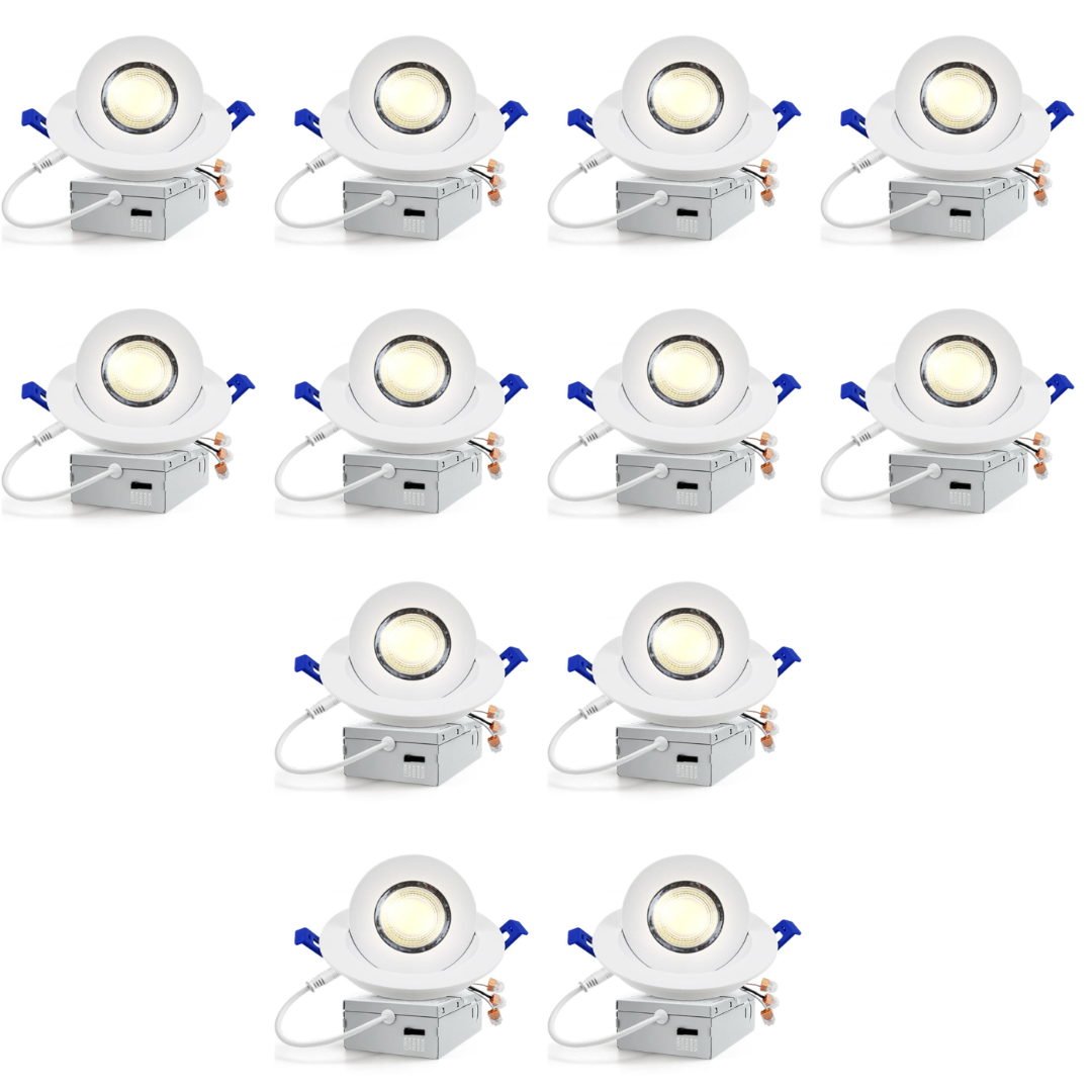 Outdoor Landscape Lighting LED 12V Low Voltage LED Canless Recessed Light 4x/8x/12x Package 9W 4 inch Gimbal 5CCT Dimmable Adjustable Directional Retrofit Eyeball Lighting with Jbox ETL Rated White 12 Pack