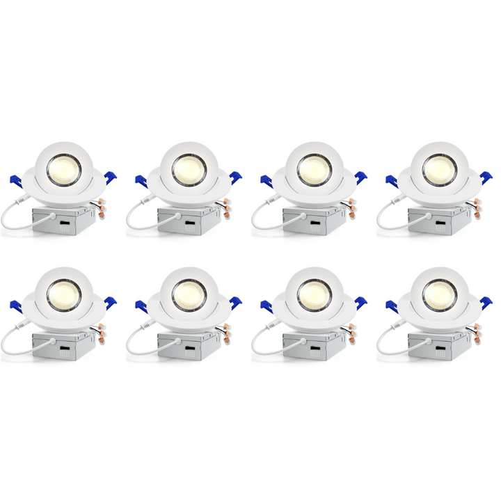 Outdoor Landscape Lighting LED 12V Low Voltage LED Canless Recessed Light 4x/8x/12x Package 9W 4 inch Gimbal 5CCT Dimmable Adjustable Directional Retrofit Eyeball Lighting with Jbox ETL Rated White 8 Pack