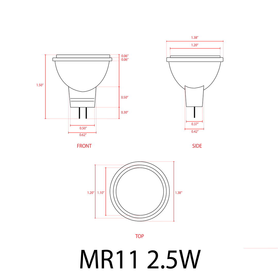 Outdoor Landscape Lighting LED 12V Low Voltage MR11 2.5W 12V Low Voltage LED GU4 Light Bulb | Landscape Lighting Accessory