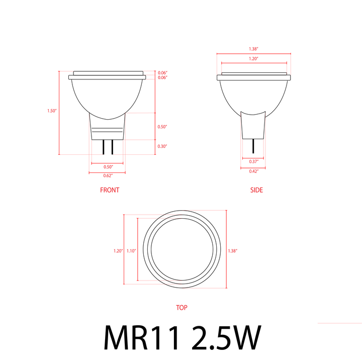 Outdoor Landscape Lighting LED 12V Low Voltage MR11 2.5W 12V Low Voltage LED GU4 Light Bulb | Landscape Lighting Accessory