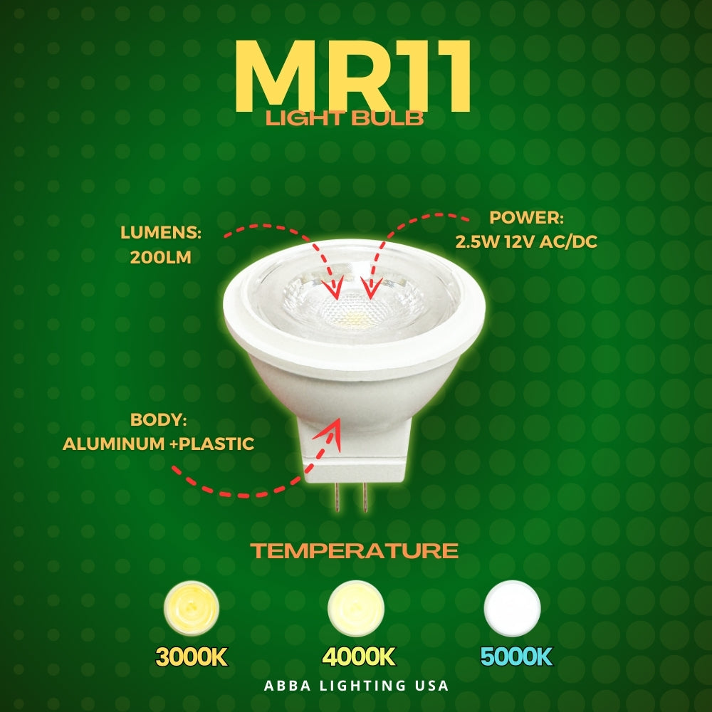 Outdoor Landscape Lighting LED 12V Low Voltage MR11 2.5W 12V Low Voltage LED GU4 Light Bulb | Landscape Lighting Accessory