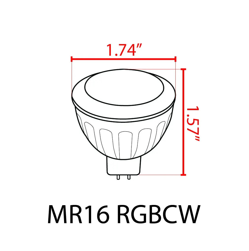 Outdoor Landscape Lighting LED 12V Low Voltage MR16 RGBCW Smart Wi-Fi 6W 12V Low Voltage LED Bulbs 40° Dimmable Energy Saving Waterproof Light CE & RoHS Certified with Antenna