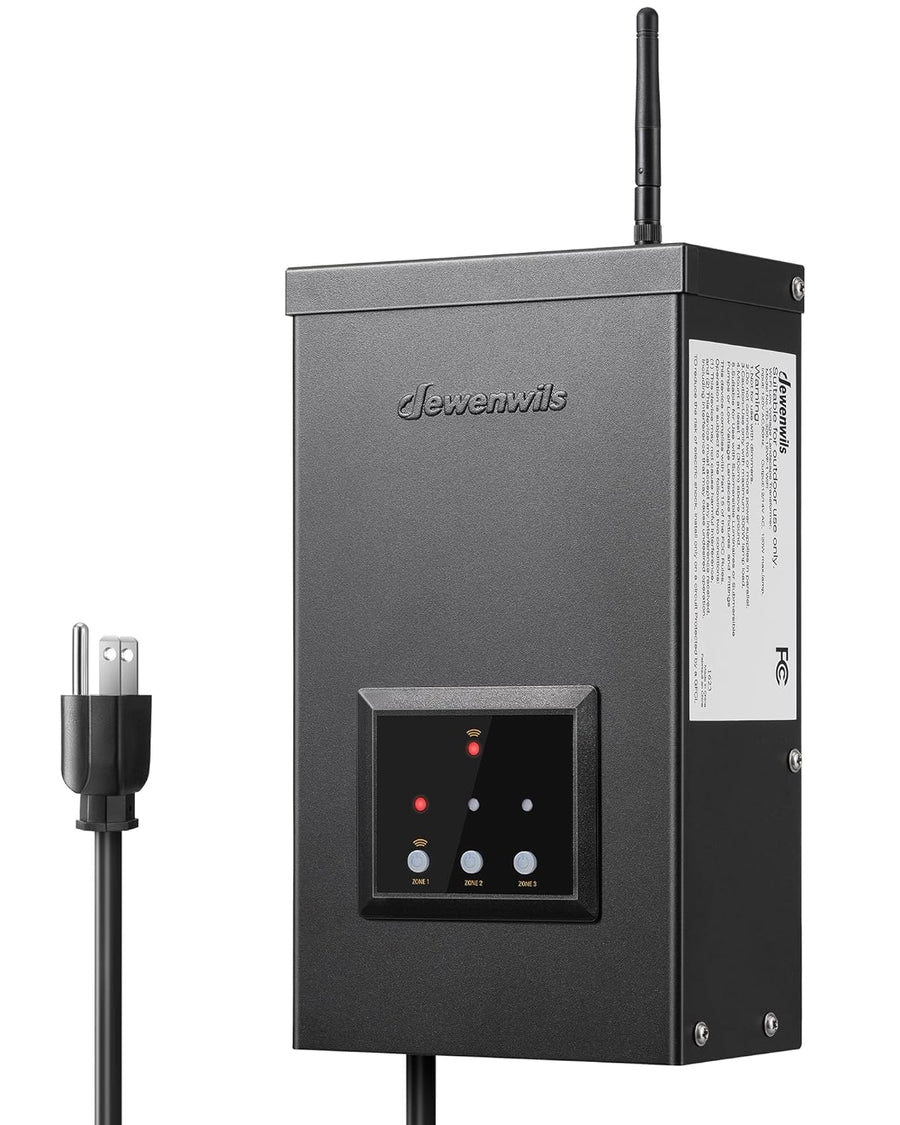 Outdoor Landscape Lighting LED 12V Low Voltage TMWZ 120W/200W/300W AC Digital Smart Wi-Fi 2.4Ghz 12V/14V 3-Zone Independent Outputs, Low Voltage Metal Outdoor Transformer with Photocell & Timer