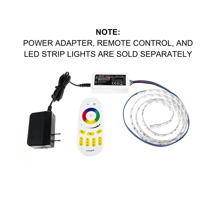 Outdoor Landscape Lighting LED 12V Low Voltage Miboxer 4-Zone Controller Receiver Box DC 12-24V for Single Color, CCT, RGB or RGBW LED Strip Light