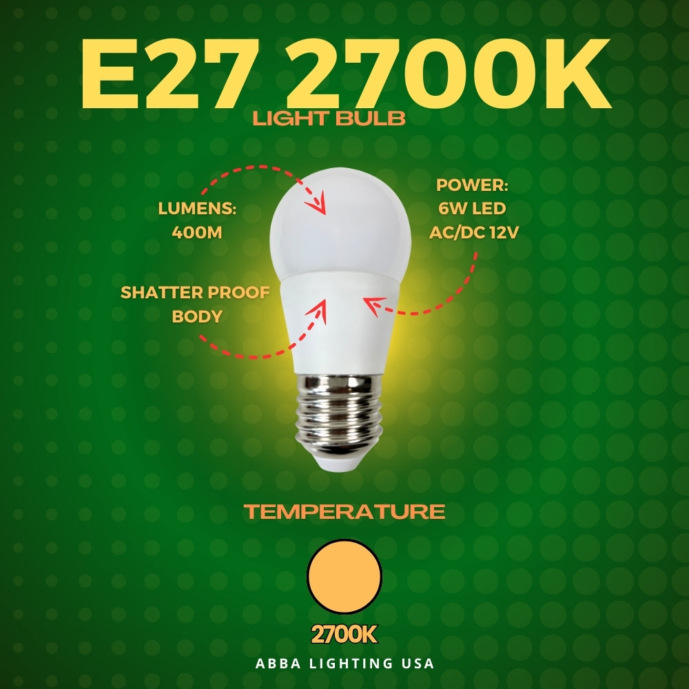 Outdoor Landscape Lighting LED 12V Low Voltage E27 6W LED 12V Low Voltage Bulbs Non-Dimmable Energy Saving Light Bulb 6W Soft White 2700K No Remote