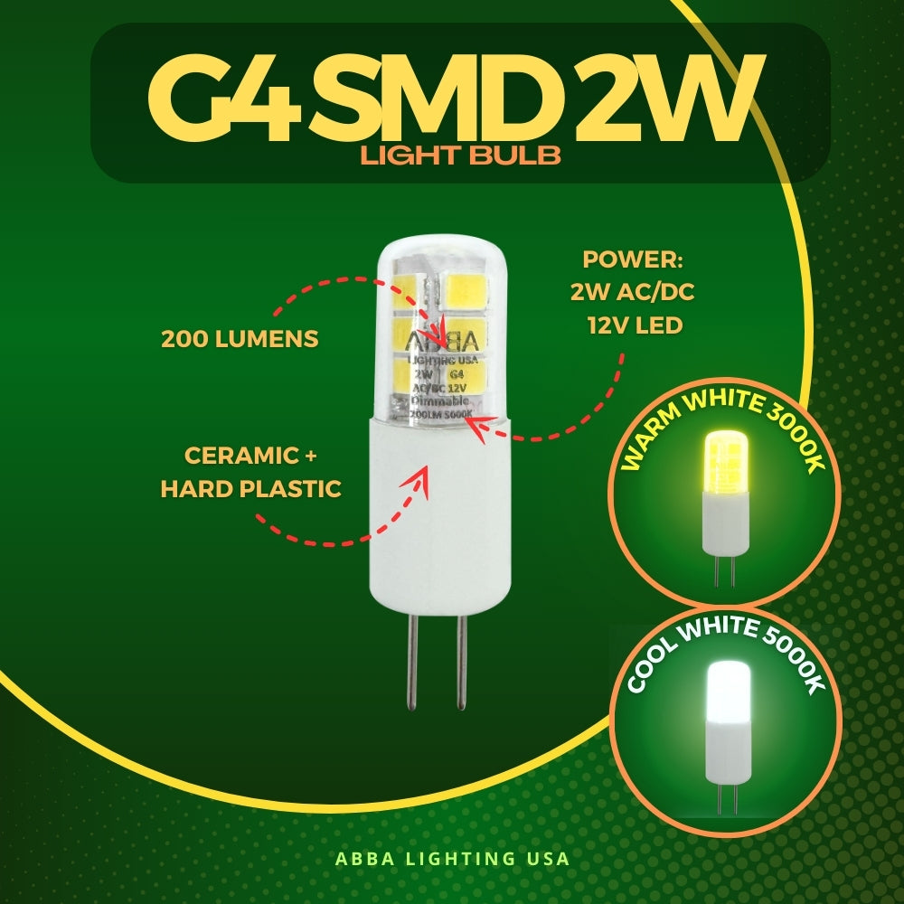 Outdoor Landscape Lighting LED 12V Low Voltage G4 2W/3W Dimmable 12V Low Voltage LED Bi-Pin Light Bulb | Landscape Lighting Accessory 2 Watt (200 Lumens)