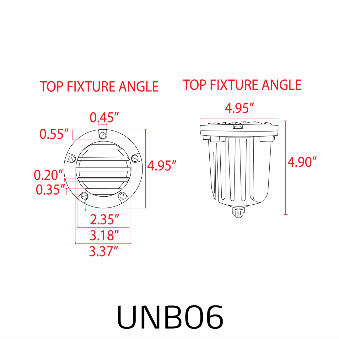 Outdoor Landscape Lighting LED 12V Low Voltage UNB06 Cast Brass In-Ground Well Light | 12V Low Voltage Landscape Light Lamp Ready MR16 Socket