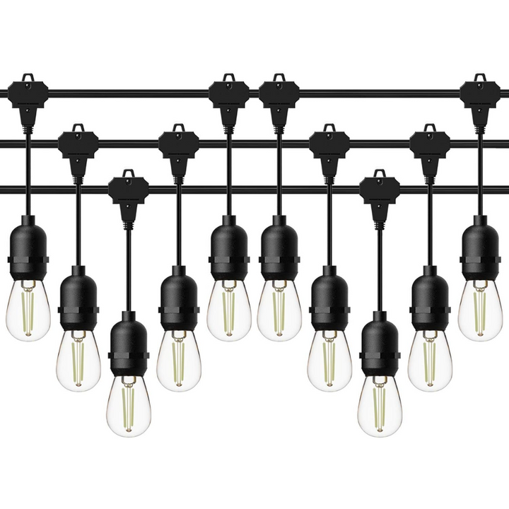 Outdoor Landscape Lighting LED 12V Low Voltage SL103 2800K Warm White LED Low Voltage Bistro String Lights 50 FT Outdoor Weatherproof 10pcs Connect Anywhere 12V Edison Bulbs No Hanging Kit