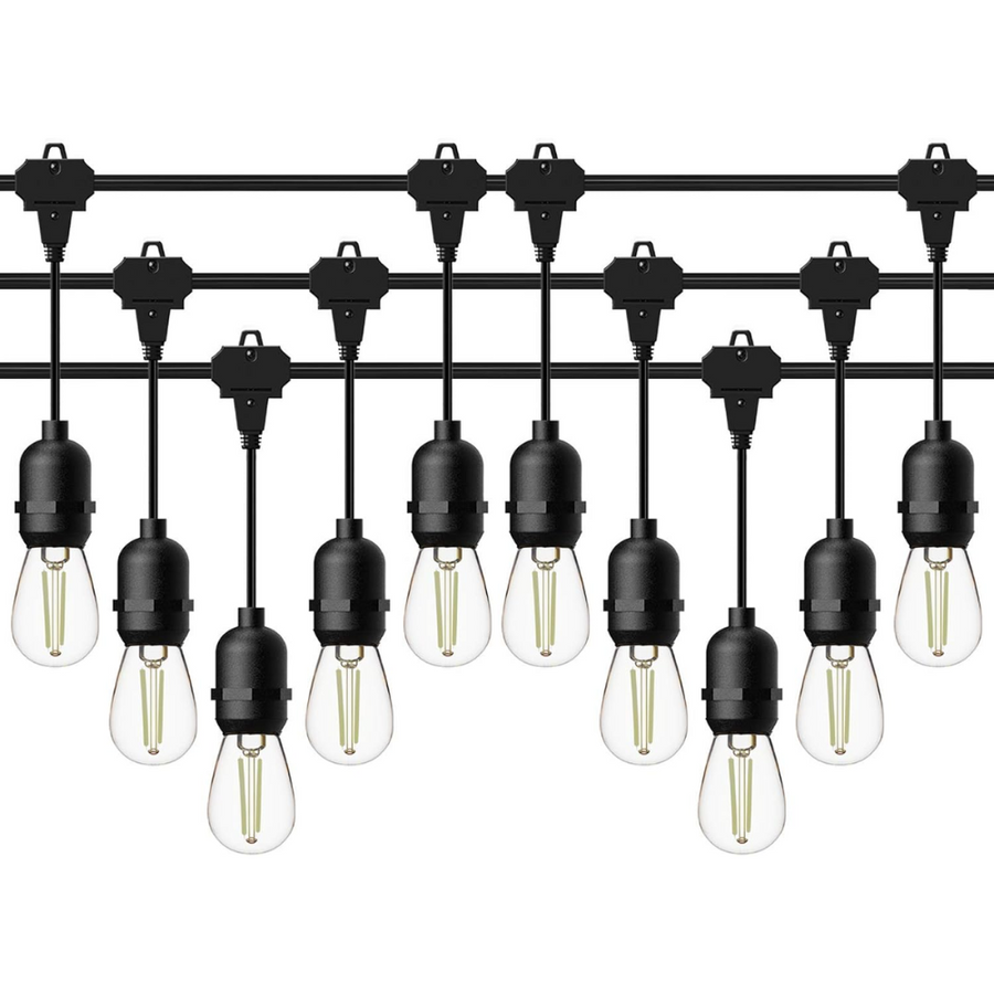 Outdoor Landscape Lighting LED 12V Low Voltage SL103 2800K Warm White LED Low Voltage Bistro String Lights 50 FT Outdoor Weatherproof 10pcs Connect Anywhere 12V Edison Bulbs No Hanging Kit