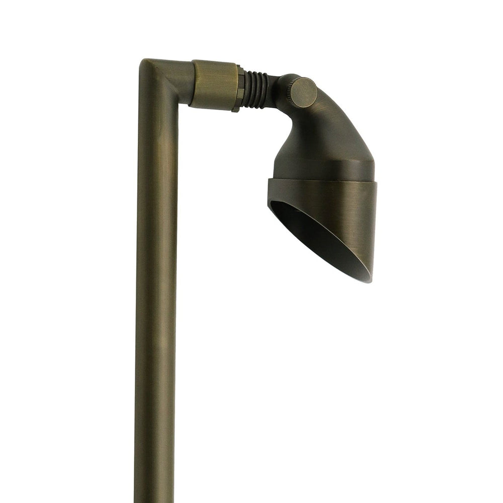 Outdoor Landscape Lighting LED 12V Low Voltage PL25B G4 Solid Brass Path Light - Shrouded Flood Light, Light Bronze Finish Low Voltage Landscape Lighting